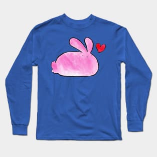 Watercolor Pink Love Bunny Long Sleeve T-Shirt